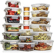 Razab 35 Pc Set Glass Food Storage Containers with Lids - Meal Prep Airtight Bento Boxes BPA - Free 100% Leak Proof (15 lids,15 glass &amp; 5 Plastic Sauce/Dip Containers) - Homesidy.com