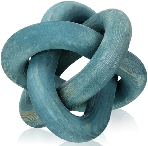 Yalikop 3 Link Wood Knot Decor - Hand Carved Coffee Table Decoration, Boho Chain Link Decor, Modern Shelf, Rustic Objects for Home Living Room Bedroom(White) - Homesidy.com
