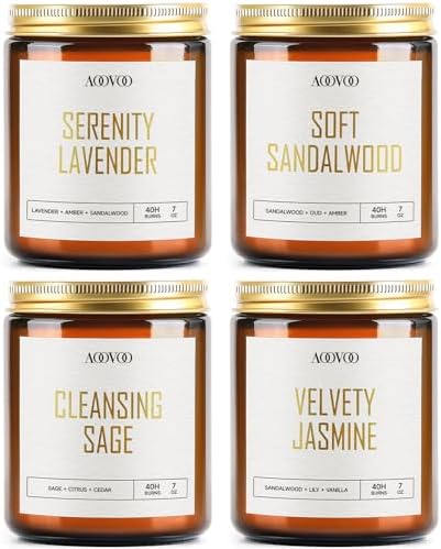 AOOVOO Scented Candles - 4PC Candle Set, 36 oz Soy Candles, Soy Candle for Home Scented, Lavender/Vanilla/Eucalyptus/Sage - Homesidy.com