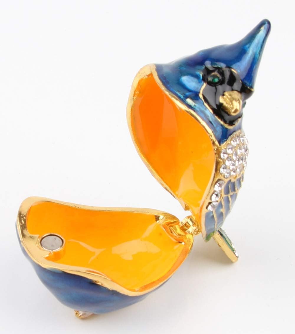 SEVENBEES Cardinal Bird Trinket Box Metal Enameled Animal Figurines Collectable Wedding Jewelry Ring Holder Organizer - Mothers Day Gifts - Homesidy.com