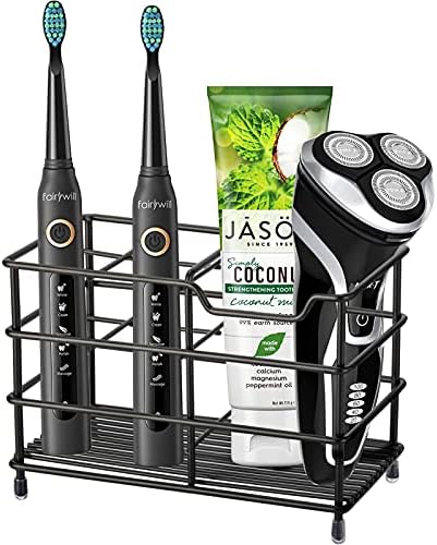 Urbanstrive 304 Stainless Steel Bathroom Toothbrush Holder Toothpaste Holder Stand Bathroom Accessories Organizer (Black, Small) - Homesidy.com
