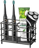 Urbanstrive 304 Stainless Steel Bathroom Toothbrush Holder Toothpaste Holder Stand Bathroom Accessories Organizer (Black, Small) - Homesidy.com
