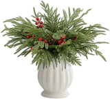 Watayo 60 Pcs Christmas Artificial Pine Branches with Red Berry Stems, 10.5&34; Faux Evergreen Norfolk Pine Cypress Leaves Stems, Fake Foliage Pine Needles Picks for DIY Craft Garland Home Decor - Homesidy.com