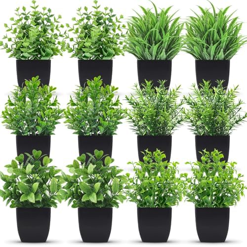 Der Rose 4 Pack Fake Plants Mini Artificial Greenery Potted Plants for Home Decor Indoor Office Table Room Farmhouse Bathroom Decor - Homesidy.com
