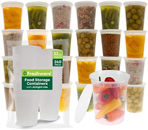 Freshware Food Storage Containers [24 Set] 32 oz Plastic Deli Containers with Lids, Slime, Soup, Meal Prep Containers | BPA Free | Stackable | Leakproof | Microwave/Dishwasher/Freezer Safe - Homesidy.com