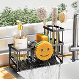 Cisily Kitchen Sink Caddy Organzier with High Brush Holder, Sponge Holder for Sink, 304 Rustproof Stainless, Kitchen Countertop Soap Dispenser Organizer, Kitchen Decor and Accessories - Homesidy.com