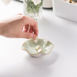 Mecaikru Ceramic Trinket Dish, Ring Tray, Decorative Jewelry Dish for Earrings Necklaces Watch Keys, for Women, White Green - Homesidy.com