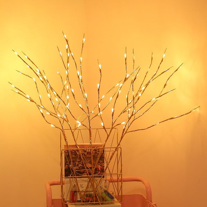 DK177 2 Pack Led Branch Light Battery Operated Lighted Branch Vase Filler Willow Tree Artificial Little Twig Power Brown 30 Inch 20 LED for Home Romantic Decoration, Warm White - Homesidy.com