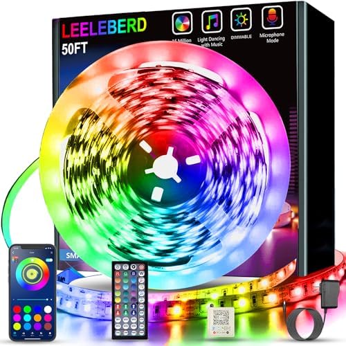Leeleberd Led Lights for Bedroom 100 ft (2 Rolls of 50ft) Music Sync Color Changing RGB Led Strip Lights with Remote App Control Bluetooth Led Strip, Lights for Room Home Kitchen Party Decor - Homesidy.com
