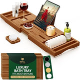 ROYAL CRAFT WOOD Bathtub Tray Caddy for Tub, Bamboo Bath Shelf, Premium Foldable Wood Bath Table, Expandable Bathtub &amp; Bathroom Accessories, New Home Gifts for Mom, Housewarming, Anniversary, Wedding - Homesidy.com