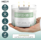Candle - lite Essential Elements Scented Candles, Eucalyptus &amp; Mint Leaf, 14.75 oz Jar, Proudly Poured in The USA, Aromatherapy, 3 - Wick with 45 Hours Burn Time, Perfect for Creating a Relaxing Ambiance - Homesidy.com