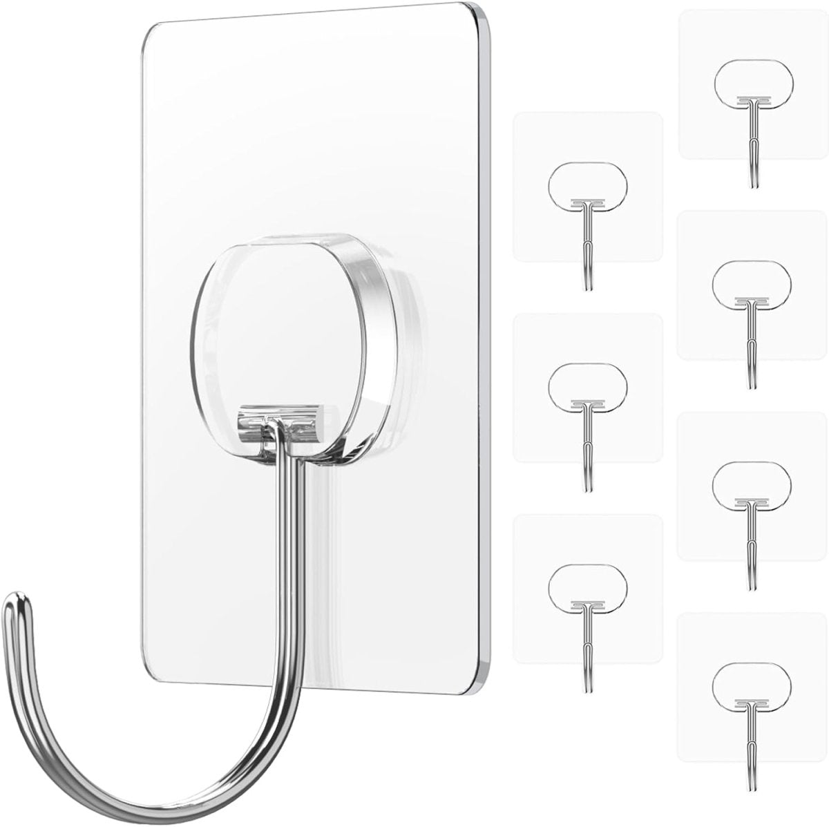 Adhesive Hooks for Hanging Heavy Duty Wall Hooks Self Adhesive Towel Coat Hooks Waterproof Transparent Hook for Bathroom Shower Kitchen Keys Door Outdoor Home Improvement Utility Hook 12 Pack - Homesidy.com