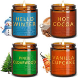 Winter Candle Gift Set, 4 Pack 7 oz Soy Scented Candles for Home, Christmas, Holiday &amp; Birthday Gifts for Women &amp; Men, Includes Hello Winter, Pine &amp; Cedarwood, Hot Cocoa, and Vanilla Cupcake - Homesidy.com