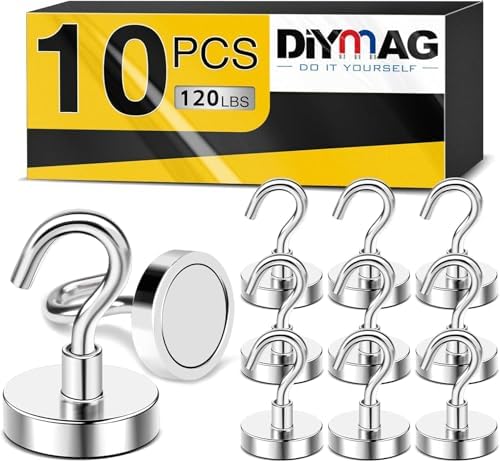 DIYMAG Garage Storage Hooks 6 Pack, 30lbs 2025 Cruise Cabin Ship Essentials N52 Magnetic Hook Heavy Duty Strong Wall Mount Magnets Fridge for Classroom Wall Mount Kitchen Grills Silver - Homesidy.com