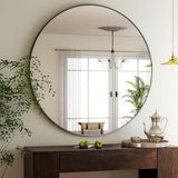HARRITPURE Round Mirror 30 Black Wall Mounted Circle Mirrors Vanity Mirror with Brushed Aluminum Alloy Frame Modern Decoration for Bathroom, Living Room, Vanity, Bedroom, Entryway - Homesidy.com