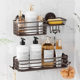 LEVERLOC Shower Caddy Suction Cup, 2 Pack Shower Shelves for Inside Shower with Hooks &amp; Soap Holder, NO - Drilling Bathroom Shower Organizer, Rustproof Meatl Shower Holder Storage, Black - Homesidy.com