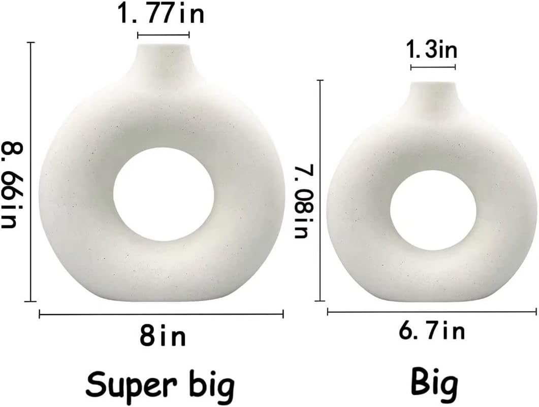 Ceramic Vases Set of 2,Modern Vases for Home Decor, White Boho Style for Living Room Kitchen Mantle Bedroom Dining Table Office Farmhouse Decorative Design - Homesidy.com