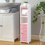AOJEZOR Toilet Paper Holder Stand: No Drill PVC Small Bathroom Cabinet for Apartment Dwellers - Rental Deposit Protection - Small Space Storage Saving - Homesidy.com