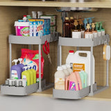 Ukeetap Multi - Purpose Pull - Out Storage Organizers, Under Sink/Cabinet Organizers and Storage for Bathroom &amp; Kitchen, Black, 12.8 Inches, 2 Packs - Homesidy.com