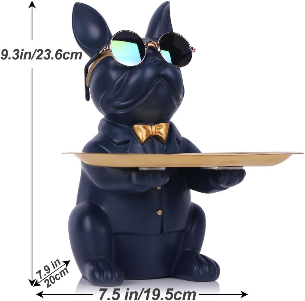 French Bulldog Gifts Statue Tray Organizer for Keys, Candy, Jewelry, Earrings, Entrance Piggy Bank - Modern Decor Resin French Bulldog Decor Entryway Table, Coffee Table, Office Desk, Home Decor - Homesidy.com