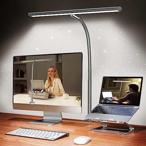 Airlonv LED Desk Lamp for Office Home, Eye - Caring Desk Light with Stepless Dimming Adjustable Flexible Gooseneck, 10W USB Adapter Desk Lamp with Clamp for Reading, Study, Workbench (Black) - Homesidy.com