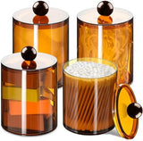 XIPENGKEJI 2 Pack Qtip Holder,Canister Apothecary Jar Set, Bathroom Jars with Lids Set for Cotton Swabs, Balls, Pads, Floss Picks,10oz - 12oz Plastic Canisters Restroom Bedroom Vanity Organizer(Black) - Homesidy.com