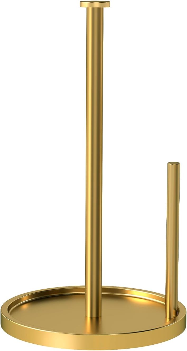 Paper Towel Holder Countertop, Standing Paper Roll Holder with Anti Slip Weighted Base, Stainless Steel Freestanding Paper Towel Holder for Kitchen, Black - Homesidy.com