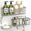 Shower Caddy, Adhesive Shower Organizer with Soap Dish and 4 Hooks, Rustproof Stainless Steel Shower Shelves, Wall Mounted No Drilling Storage Shelf Basket Accessories for Bathroom &amp; Kitchen - Homesidy.com