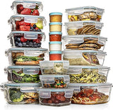 Razab 35 Pc Set Glass Food Storage Containers with Lids - Meal Prep Airtight Bento Boxes BPA - Free 100% Leak Proof (15 lids,15 glass &amp; 5 Plastic Sauce/Dip Containers) - Homesidy.com
