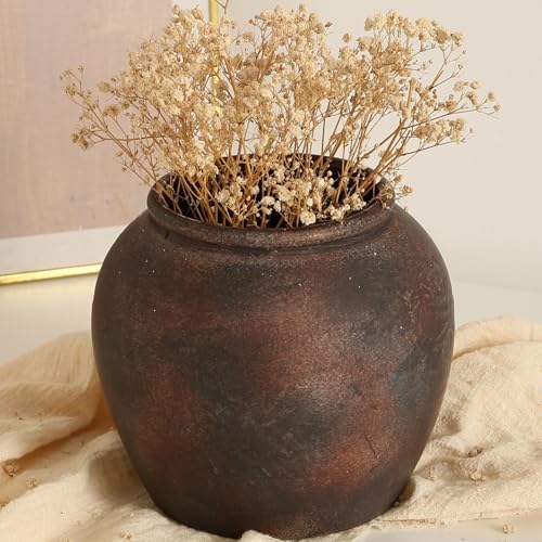 Rustic Vases for Home Decor. Ceramic Vase for Dining Table Decor. Terracotta Decorative Vase 6.1IN. ZSHLXM - Homesidy.com