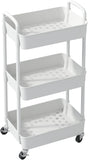 Sywhitta 3 - Tier Plastic Rolling Utility Cart with Handle, Multi - Functional Storage Trolley for Office, Living Room, Kitchen, Movable Storage Organizer with Wheels, White - Homesidy.com