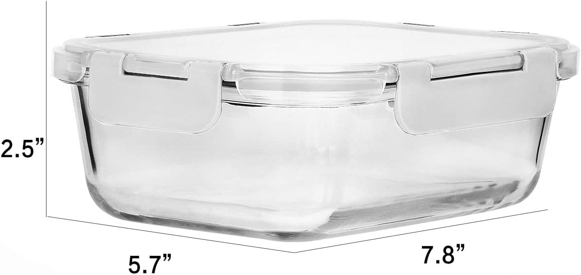 [8 - Pack,30 oz]Glass Meal Prep Containers,Glass Food Storage Containers,Airtight lunch Containers with Lids, Microwave, Oven, Freezer and Dishwasher - Homesidy.com