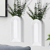 Dnnnii 2 Pack Wooden Wall Vase Set - Brown Finish Modern Farmhouse &amp; Boho Wall Decor for Entryway, Hallway, Bathroom, Living Room, Dining Room, Narrow Spaces - Homesidy.com