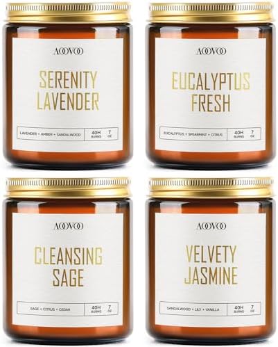 AOOVOO Scented Candles - 4PC Candle Set, 36 oz Soy Candles, Soy Candle for Home Scented, Lavender/Vanilla/Eucalyptus/Sage - Homesidy.com