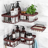 YASONIC Corner Adhesive Shower Caddy, with Soap Holder and 12 Hooks, Rustproof Stainless Steel Bathroom Organizer, No Drilling Wall Mounted Rack, Black, 3 - Pack - Homesidy.com