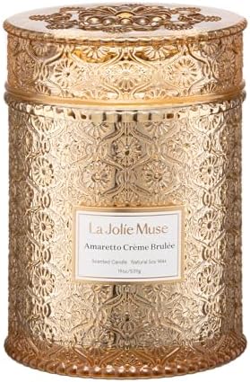 LA JOLIE MUSE Sahara Amber Candle – Bergamot, Clove &amp; Amber | 12 oz Large 2 - Wick Soy Wax Candle | 60 Hours Clean Burn | Gift - Ready for Hosts &amp; Gatherings | Elegant Home Décor - Homesidy.com