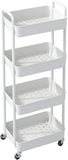 Sywhitta 3 - Tier Plastic Rolling Utility Cart with Handle, Multi - Functional Storage Trolley for Office, Living Room, Kitchen, Movable Storage Organizer with Wheels, White - Homesidy.com