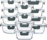 M MCIRCO 24 - Piece Glass Food Storage Containers with Upgraded Snap Locking Lids,Glass Meal Prep Containers Set - Airtight Lunch Containers, Microwave, Oven, Freezer and Dishwasher - Homesidy.com