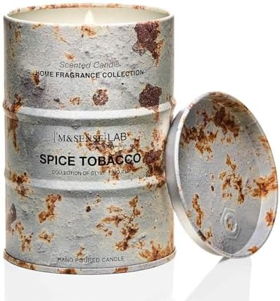 M&amp;SENSE Scented Candle, Tobacco Vanilla Medium Jar Candle Gifts for Men, 70 Hours Slow Burning Natural Soy Candles 11.3oz, Stress Relief Aromatherapy Candles Home Decor, Valentines Day Gifts for Him - Homesidy.com