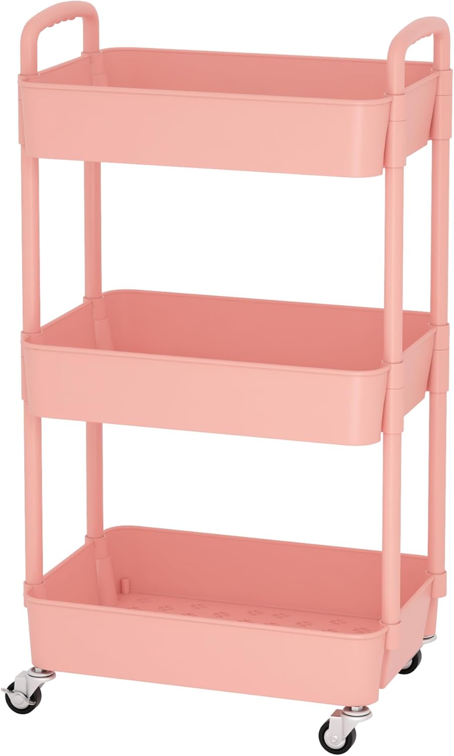 Sywhitta 3 - Tier Plastic Rolling Utility Cart with Handle, Multi - Functional Storage Trolley for Office, Living Room, Kitchen, Movable Storage Organizer with Wheels, White - Homesidy.com