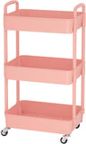 Sywhitta 3 - Tier Plastic Rolling Utility Cart with Handle, Multi - Functional Storage Trolley for Office, Living Room, Kitchen, Movable Storage Organizer with Wheels, White - Homesidy.com