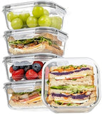 Vtopmart 5Pack 22oz Glass Storage Containers with Lids, Glass Meal Prep Food Container Sets with Snap Airtight Lids for Microwave, Oven, Freezer and Dishwasher, Grey - Homesidy.com