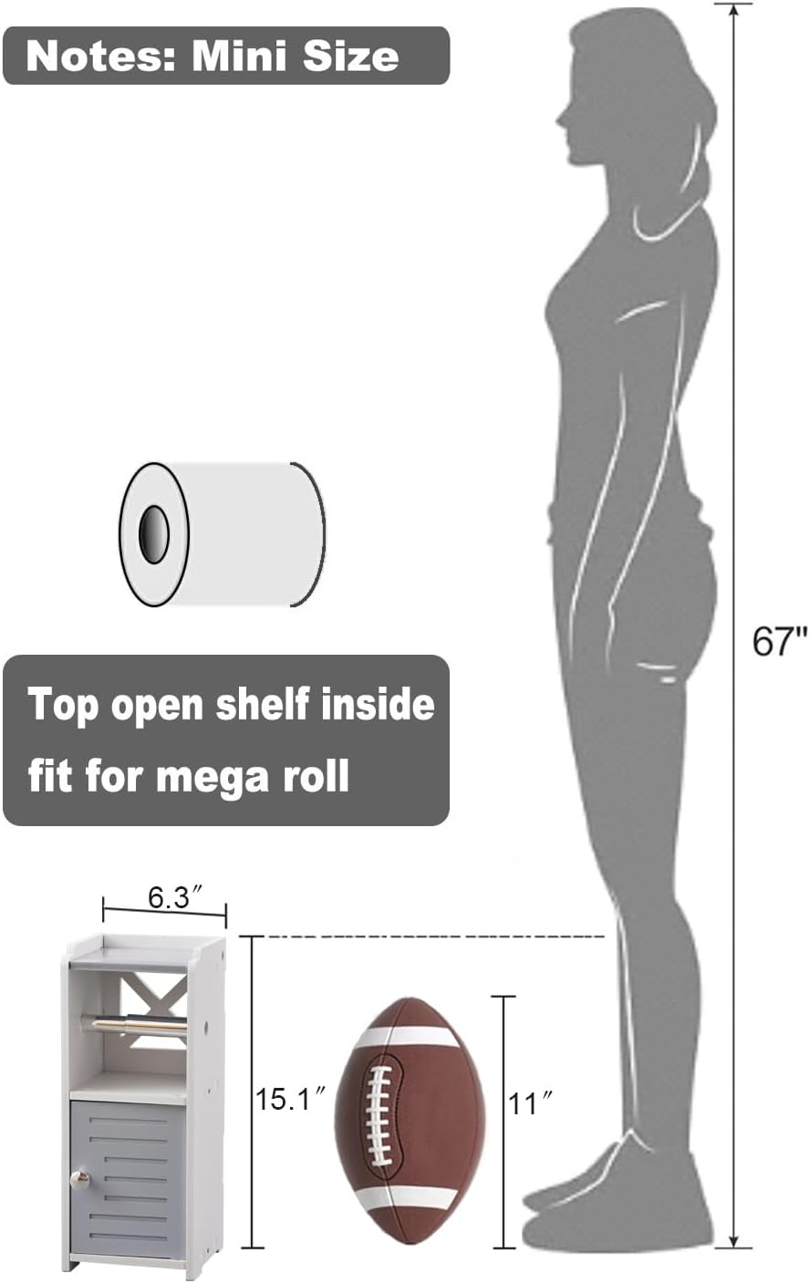 AOJEZOR Toilet Paper Holder Stand: No Drill PVC Small Bathroom Cabinet for Apartment Dwellers - Rental Deposit Protection - Small Space Storage Saving - Homesidy.com