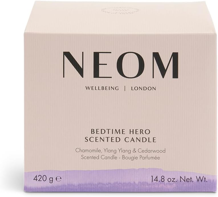 NEOM - Bedtime Hero Scented Candle, 3 Wick | Chamomile &amp; Ylang Ylang | Essential Oil Aromatherapy Candle | Scent to Sleep - Homesidy.com