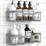 EUDELE 5 - Pack Rustproof Stainless Steel Shower Caddy Set– No Drill Adhesive Bathroom Organizer, Space - Saving Shower Shelves for Apartment Essentials, Bathroom/Kitchen Storage Home Decor - L Size - Homesidy.com