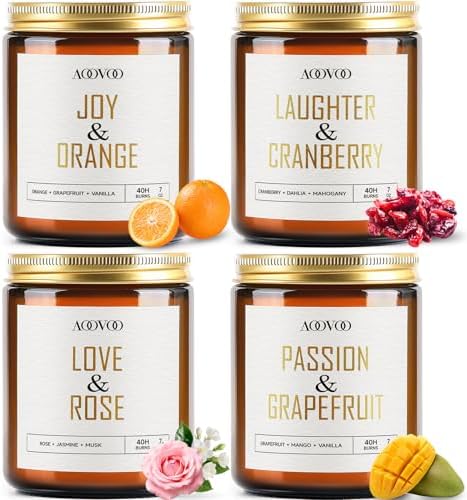 AOOVOO Scented Candles - 4PC Candle Set, 36 oz Soy Candles, Soy Candle for Home Scented, Lavender/Vanilla/Eucalyptus/Sage - Homesidy.com