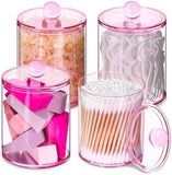 XIPENGKEJI 2 Pack Qtip Holder,Canister Apothecary Jar Set, Bathroom Jars with Lids Set for Cotton Swabs, Balls, Pads, Floss Picks,10oz - 12oz Plastic Canisters Restroom Bedroom Vanity Organizer(Black) - Homesidy.com