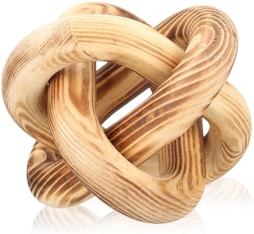 Yalikop 3 Link Wood Knot Decor - Hand Carved Coffee Table Decoration, Boho Chain Link Decor, Modern Shelf, Rustic Objects for Home Living Room Bedroom(White) - Homesidy.com
