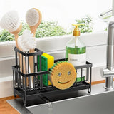 Cisily Black Sponge Holder for Kitchen Sink, Sink Caddy Organizer with High Brush Holder, Kitchen Countertop Organizers and Storage Essentials, Rustproof 304 Stainless Steel, Soap Dispenser Organize - Homesidy.com