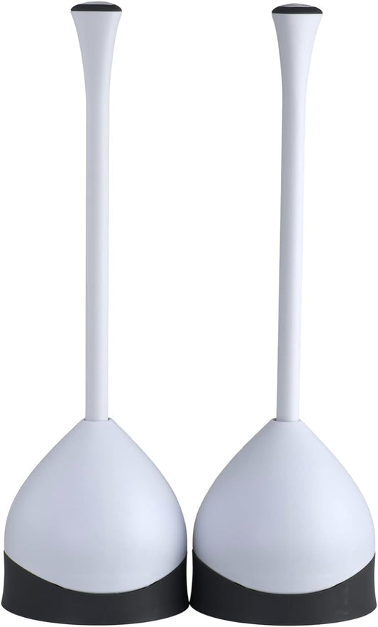 Clorox Toilet Plunger with Hideaway Caddy, Set of 2 – for Bathroom Organization and Storage, Bathroom Accessories, Toilet Unclogger, with Holder, White - Homesidy.com